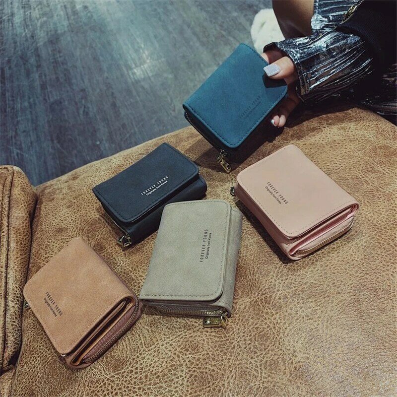 女性のためのジッパー付きのヴィンテージスタイルの財布,短いジッパー付きの財布,マット,女性のためのファッショナブルな小さな財布,2022