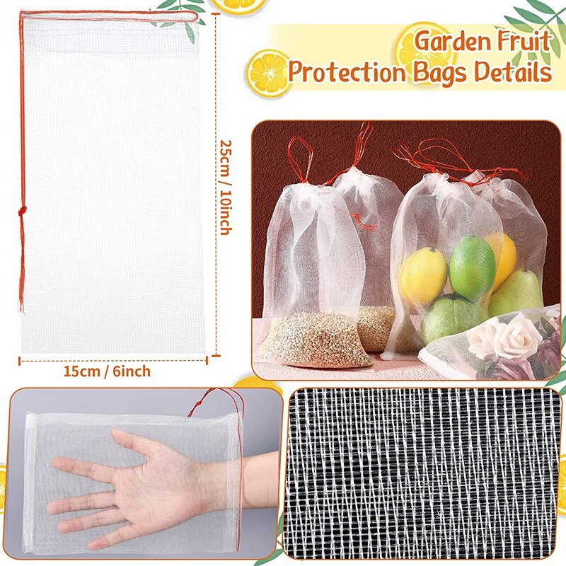30 Pieces Fruit Protection Bag With Drawstring Garden Netting Bag Garden Plant Net Cover Mesh