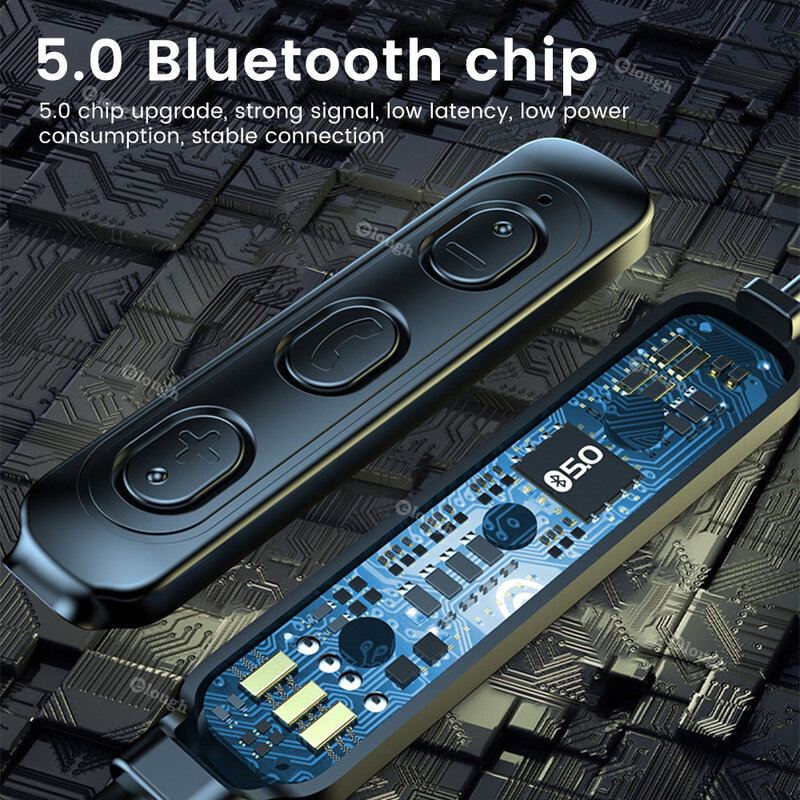블루투스 5.0 무선 헤드폰, 마그네틱 넥밴드 이어폰, 방수 스포츠 헤드셋, 소음 제거 마이크 포함, 130 시간 대기