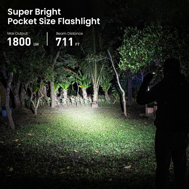 Sofirn SC18 1800lm EDC Flashlight USB C Rechargeable SST40 LED 18650 Torch TIR Optics Lens Lantern with Power indicator