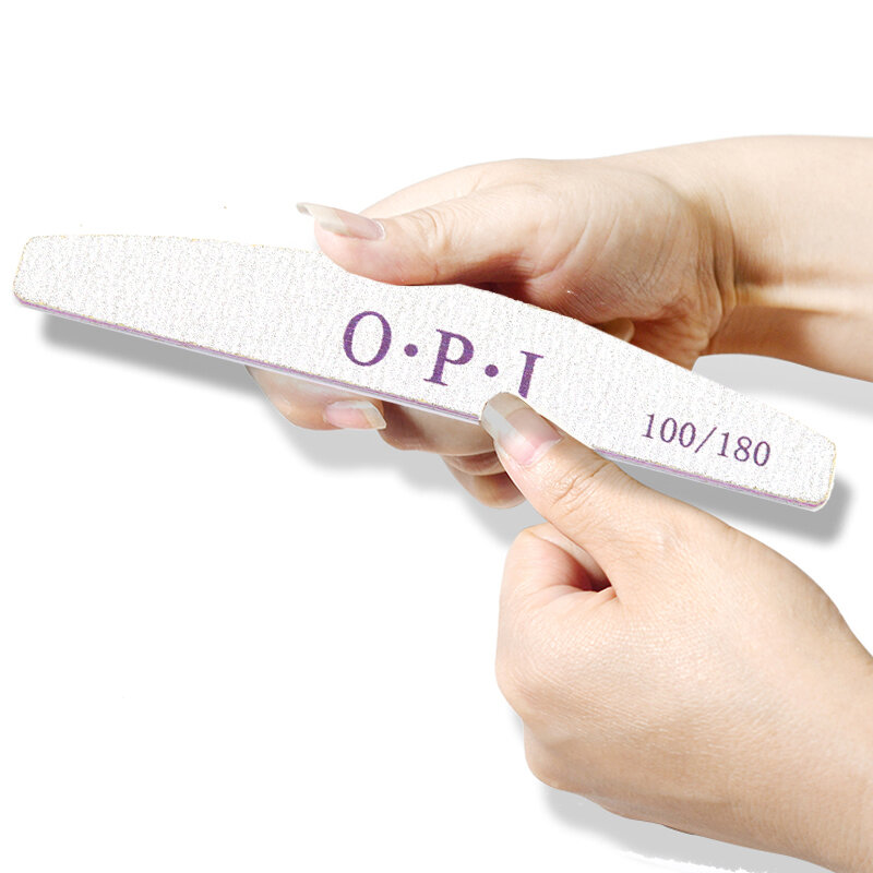 2Pcs เล็บ OPI แฟ้ม100/180 Grit Professional วัสดุล้างทำความสะอาดได้สีเทาอุปกรณ์เล็บเครื่องมือขัดบัฟเฟอร์เล็บ