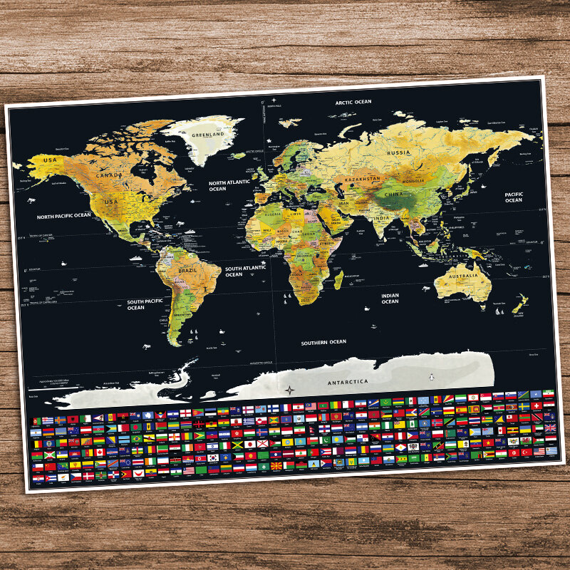 Роскошная Карта мира, винтажные постеры, дорожная настенная наклейка, ретро краска, картина для бара, кафе, Карта мира с царапинами, Европейс...