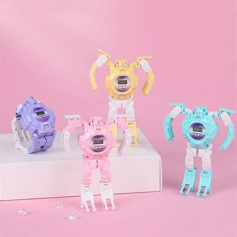 어린이 전자 시계 변형 로봇 장난감, 어린이 크리에이티브 시계 장난감, 유치원 보상, 생일 크리스마스 작은 선물