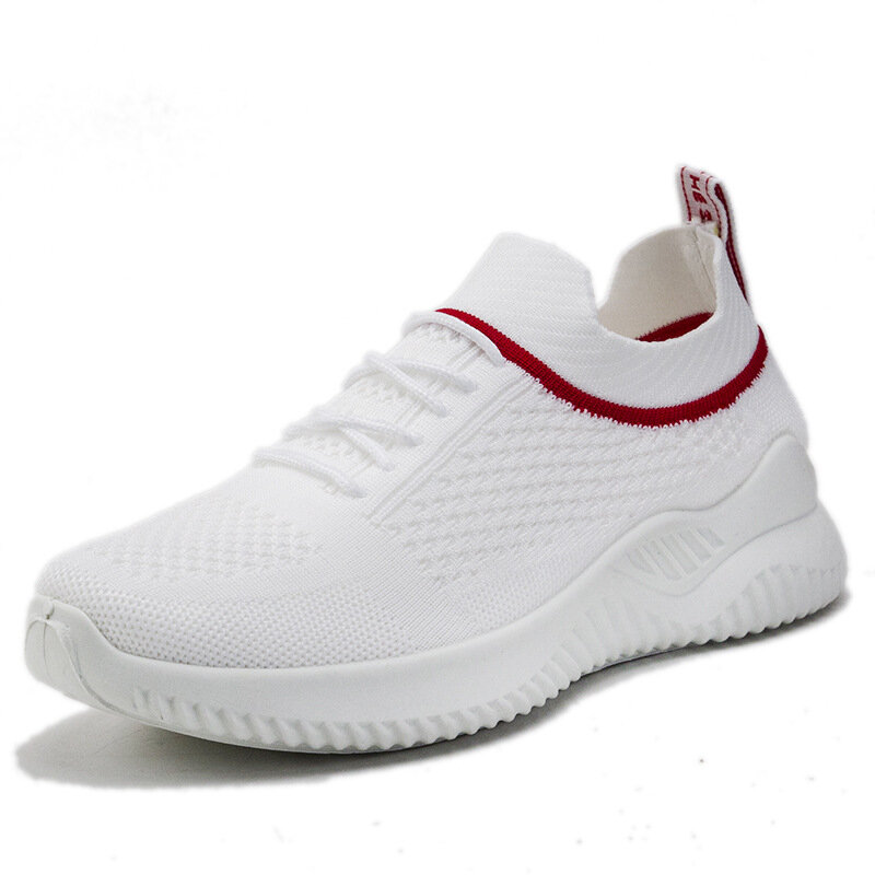 2022 verão novos sapatos esportivos femininos dedo do pé redondo respirável sapatos voadores tênis das senhoras tênis de caminhada