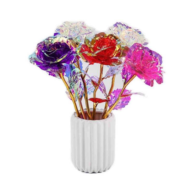 Kreatywny prezent walentynkowy, 24-karatowa folia aluminiowa, różowe złoto, róża, trwała wieczna miłość, wesele, dekoracja, oświetlenie, róża, 2022