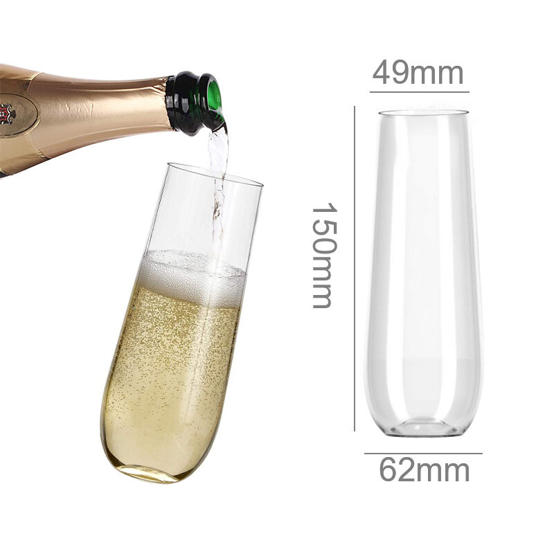 24 Cuống Nhựa Champagne Sáo Dùng Một Lần Rượu Vang Đỏ Kính 9Oz Rõ Ràng Không Thể Phá Vỡ Toasting Kính Cưới Dự Tiệc Cung Cấp