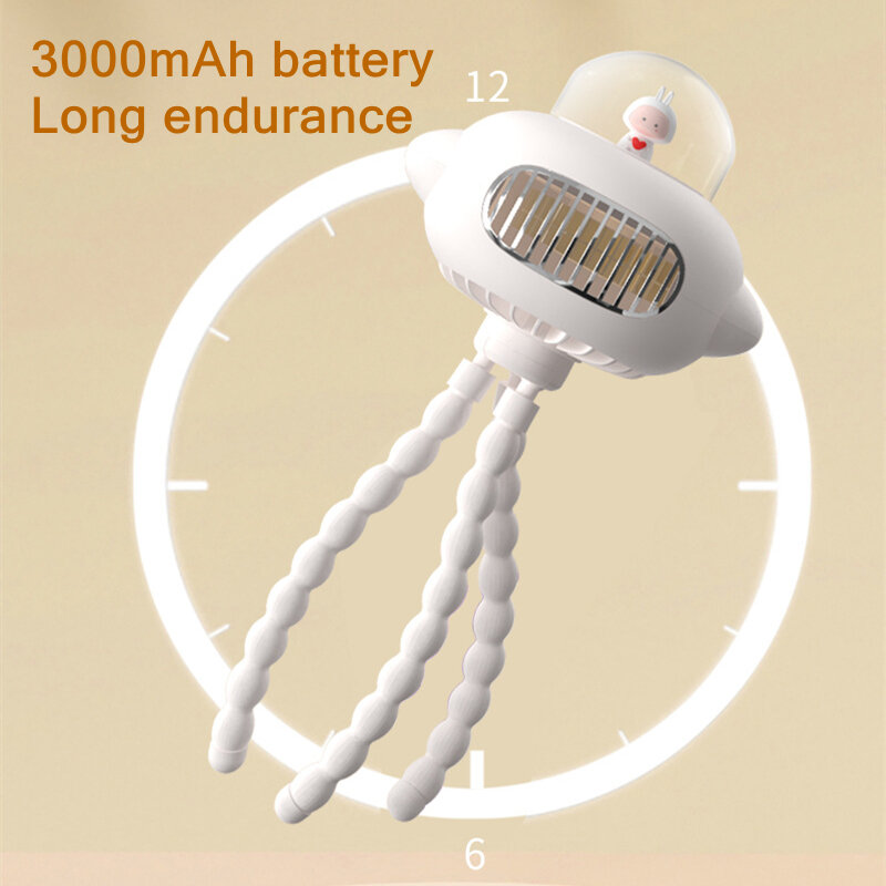 Safety Bladeless Baby Stroller Fan USB Rechargeable 3000mAh Battery Outdoor Mini Portable Handheld Fan Air Cooling Ventilator
