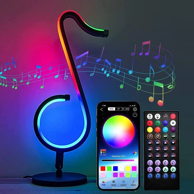 Luces LED RGB para juegos con Bluetooth, iluminación ambiental de Ambiente, lámpara de nota musical controlada por aplicación, sala de juegos con USB remoto