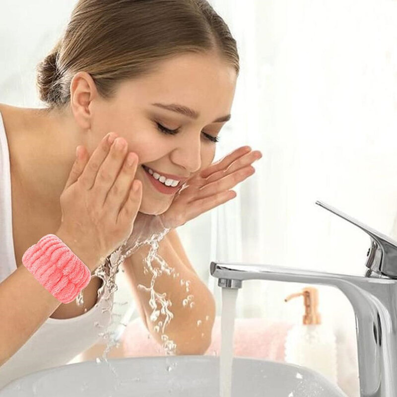 1PC ผู้หญิงแขน Soft To Touch สำหรับโยคะวิ่ง Face Wash สายรัดข้อมือสำหรับล้างหน้าสปานาฬิกาข้อมือ Washband ไมโครไฟ...