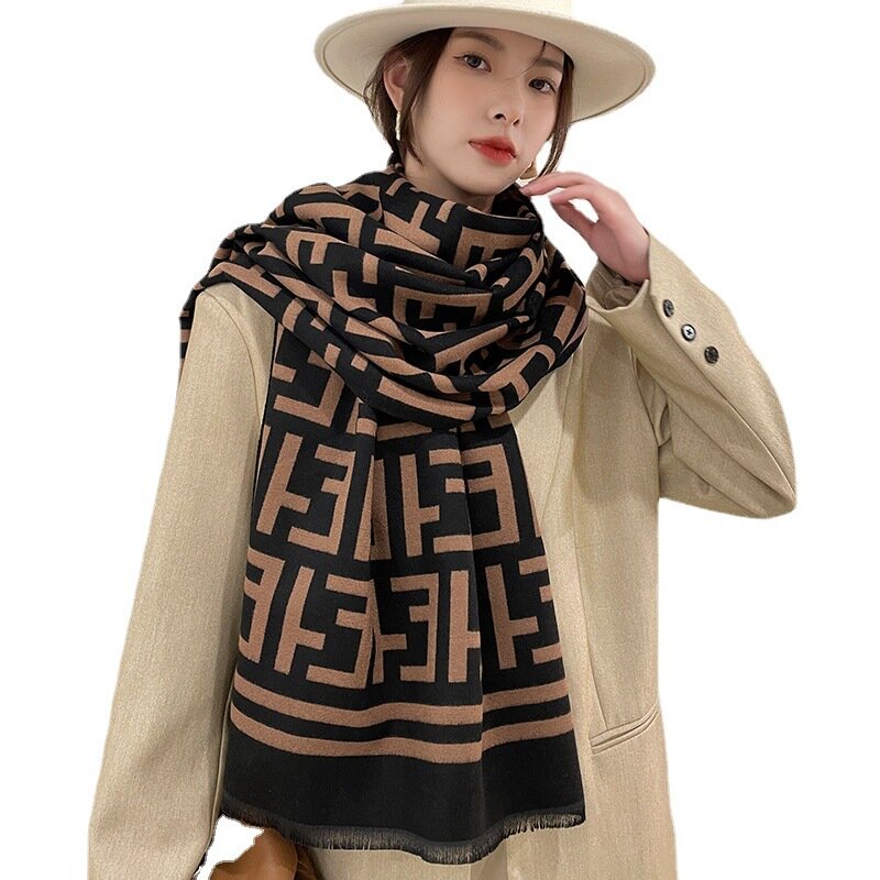 Bufanda cálida con patrón de letras para mujer, chal suave, manta de Cachemira de moda, Foulard de diseñador, bufanda de lujo, invierno, nuevo