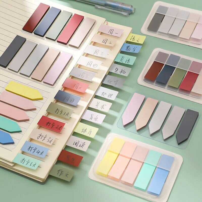 Morandiカラーインデックスステッカー100枚かわいい付箋紙シンプルなメモ用紙粘着メモ紙オフィス学用品
