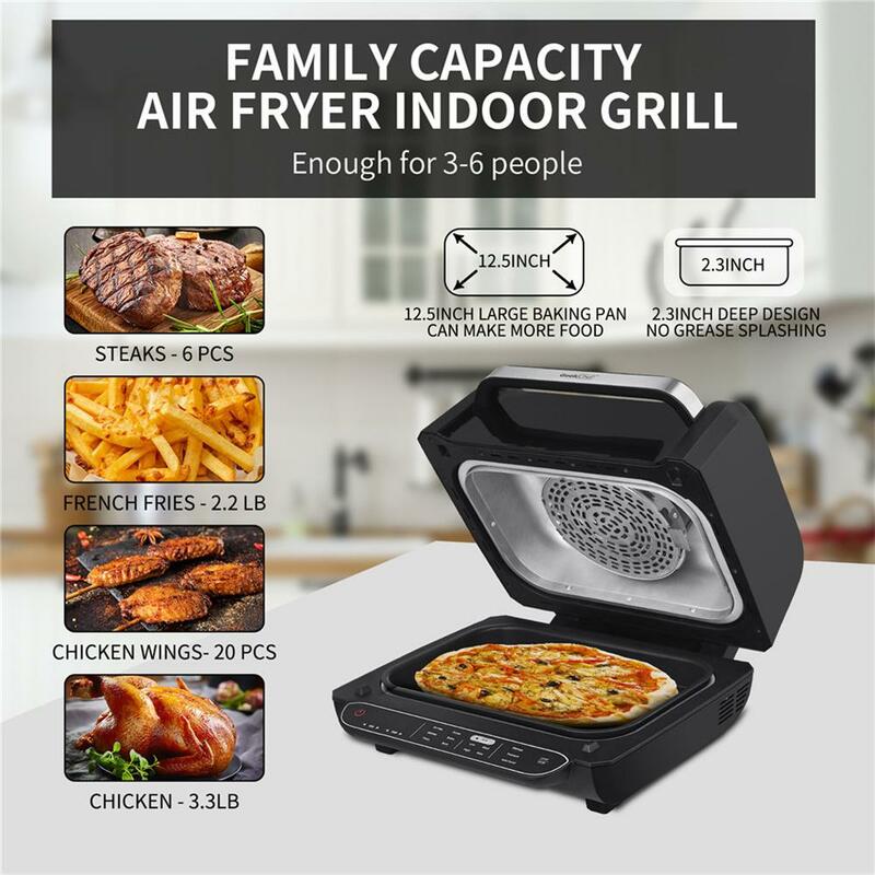 8-in-1 120V 60hz Indoor Grill 4 Mode LED Digital Display Extra Large Capacity Cooking Accessories
