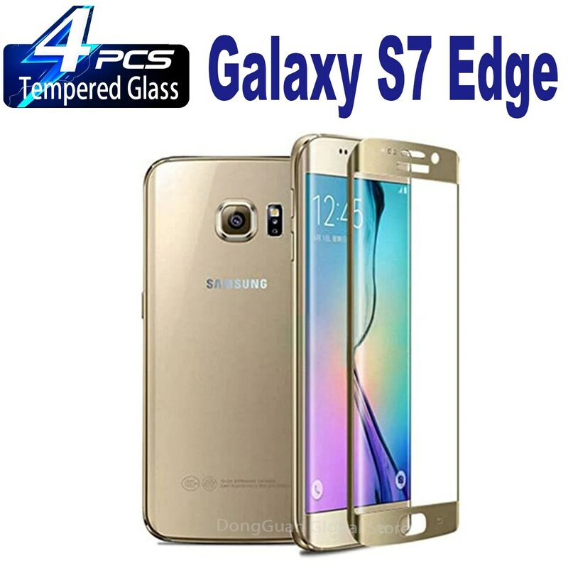 1/4 3D Che Phủ Toàn Bộ Kính Cường Lực Cho Samsung S7 Edge Vàng Tấm Kính Bảo Vệ Màn Hình