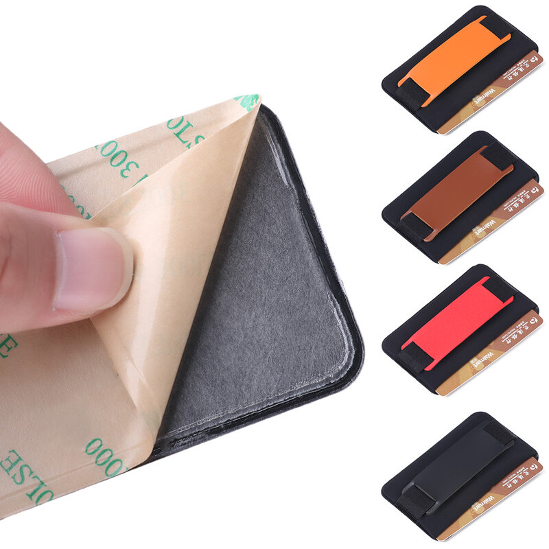 Porta carte di credito elastico di nuova moda adesivo adesivo porta cellulare Lycra porta carte d'identità tascabile per cellulare custodia universale per carte