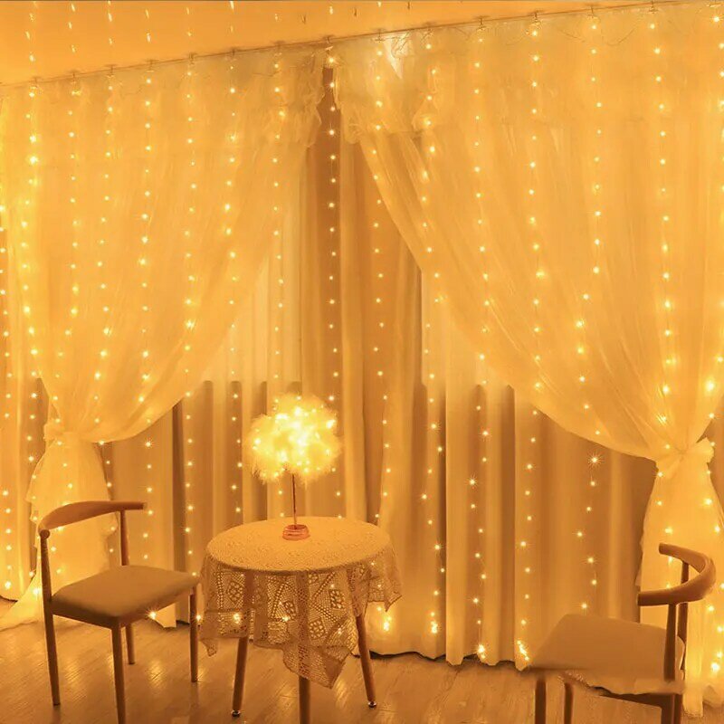 LED الستار أضواء جارلاند أضواء 8 طرق مقاوم للماء نافذة الجنية أضواء مع هوك ل حفل زفاف داخلي ديكور غرفة نوم