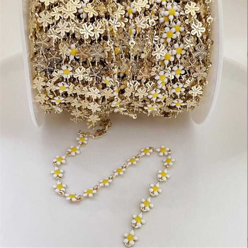 2 metrów/partia złoty kolorowy platerowany mosiądz kroplówki łańcuch kwiatowy łańcuchy z koralików dla DIY bransoletka naszyjnik kostki akcesoria do wyrobu biżuterii