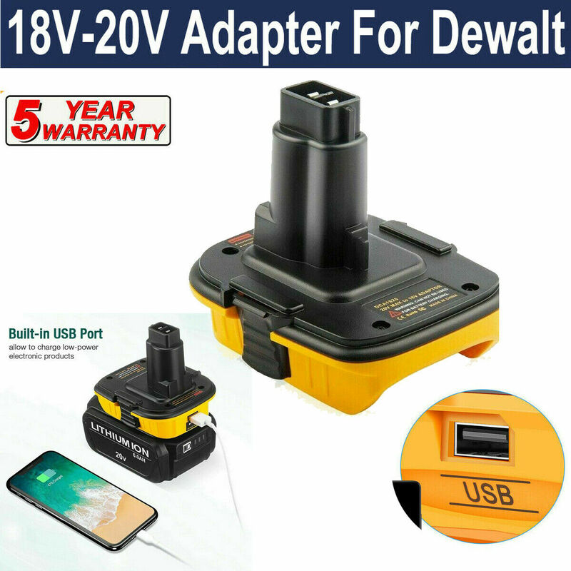 Преобразователь адаптера DCA1820 для DEWALT 18 в Tools 20V Max, совместим с литий-ионным аккумулятором и функцией внешнего аккумулятора