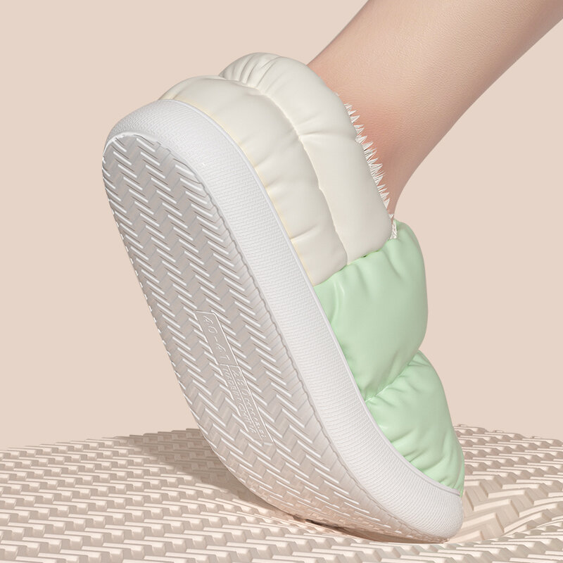 Zapatillas de piel de algodón con suela plana gruesa para hombre y mujer, zapatos impermeables para el hogar, cálidos, antideslizantes, de felpa, para invierno y otoño