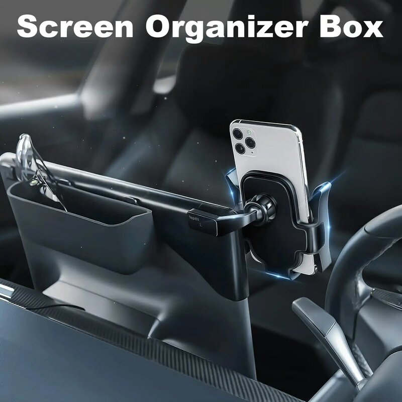 Per Tesla modello 3 modello Y Organizer supporto per telefono con ricarica Wireless e supporto per occhiali supporto per telefono con schermo scatola di immagazzinaggio per auto