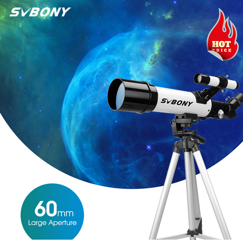 SVBONY-telescopio astronómico Refractor portátil, 60mm, óptica multicapa, SV501P para Camping