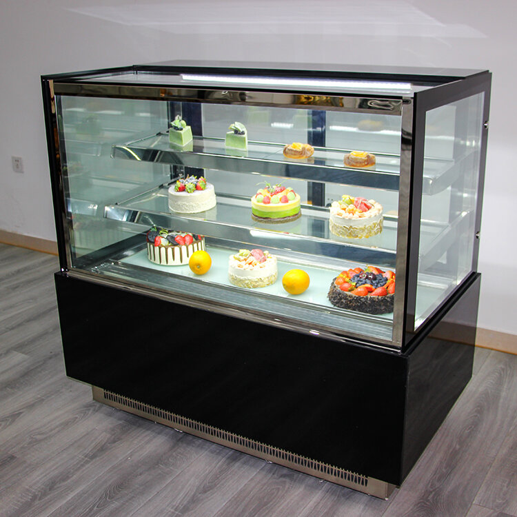 Novo estilo de vidro porta bolo sobremesa exibição refrigerado fresco-mantendo armário congelador vertical