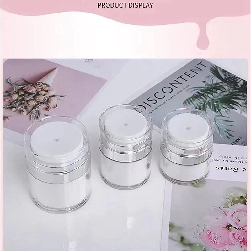 Cream Jar Vacuum Bottle, Airless Pump Jar Bottles Portable Lotion Dispenser, Makeup Creams Travel Container 3Pcs