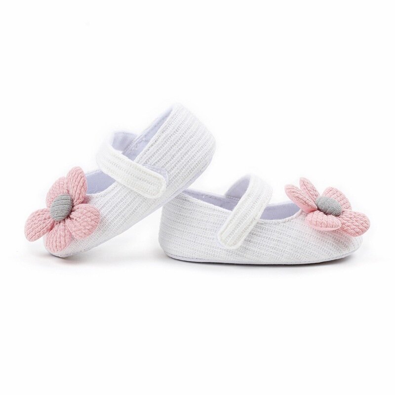 Sepatu bayi perempuan Princess musim semi baru lahir 2023 sepatu prewalker putih Sol empuk sepatu busur merah muda motif bunga untuk bayi perempuan