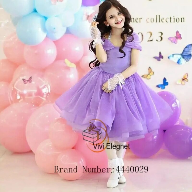 Фиолетовые платья принцессы с цветами для девочек для женщин, платья из органзы длиной до колен для свадебной вечеринки, новинка 2023, летние فالراالراالراالراالراالرا