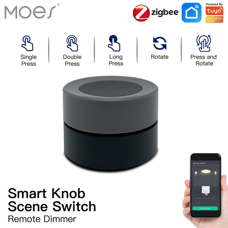 Умный выключатель MOES Tuya ZigBee, беспроводной кнопочный контроллер с питанием от батарейки, с приложением Smart Life