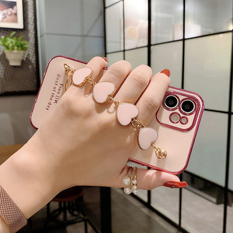 Love Heart Bracelet Phone Case For Samsung Galaxy A32 A52 A72 A13 A33 A53 A12 A22 A21S A31 A51 A71 A20 A30 A50 A23 Plating Cover