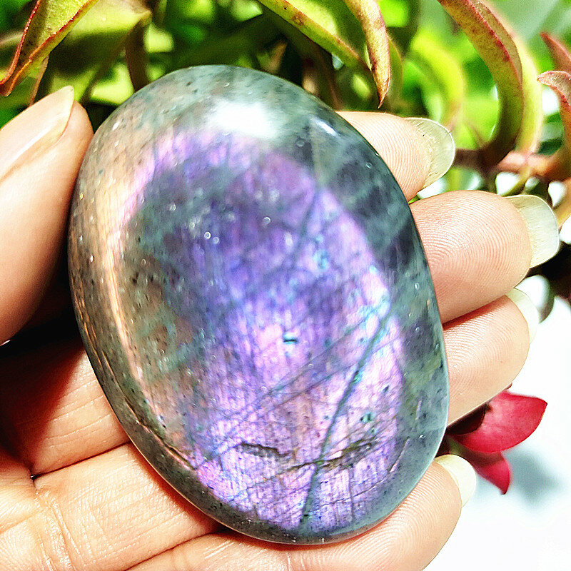 Piedra de Palma de cristal labradorita púrpura Natural, decoración de habitación, adorno de Labrador de piedras preciosas, Hechicero, Chakra, meditación espiritual, curación