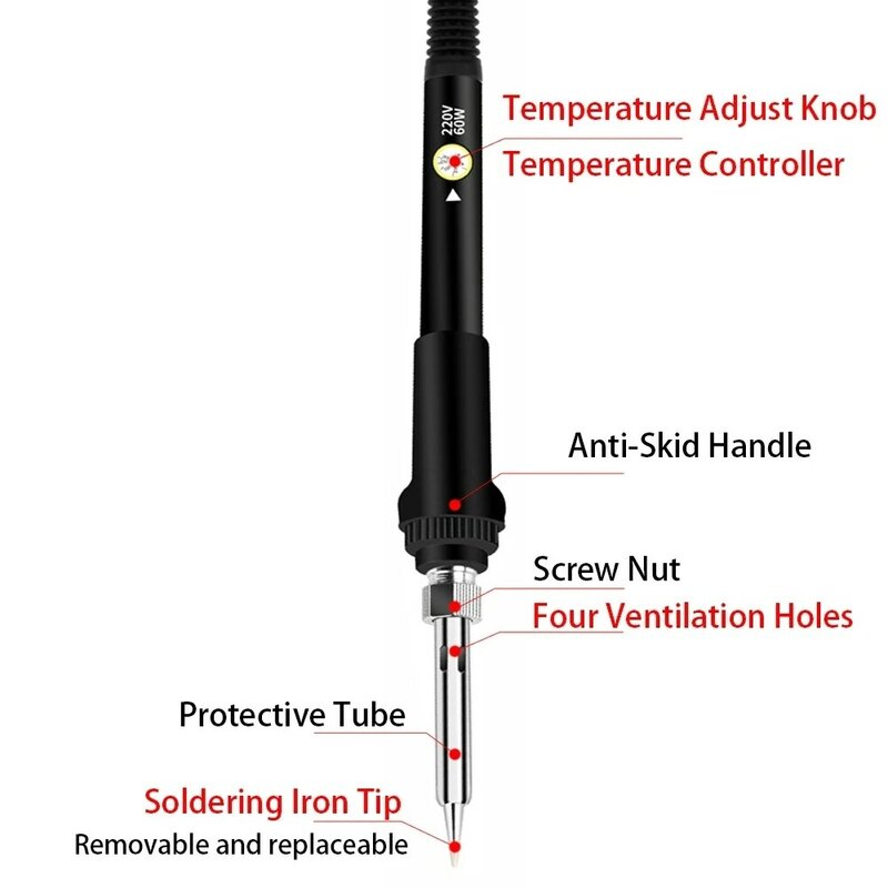 Temperatura ajustável ferro de solda elétrica 220v 60w 80 solda aquecimento nib ferramenta reparo