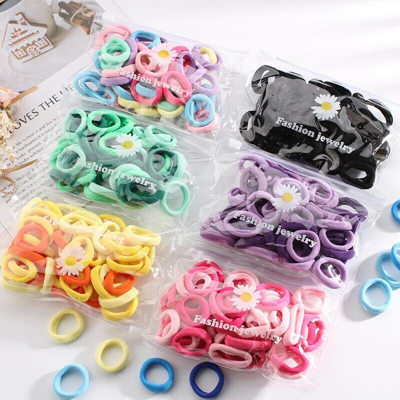 50pcs/set Candy Color Hair Band Rubber Bands Elastic Ponytail Holder Scrunchies Simple Hair Accessories for Women Girl Headwear