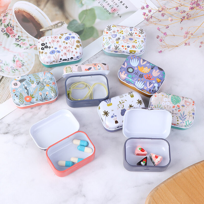 1PC Mini Tin Metal Box Sealed Jar Packing Boxes Small Storage Cans Coin Earrings Box Jewelry Candy Box Pill Case Random Color