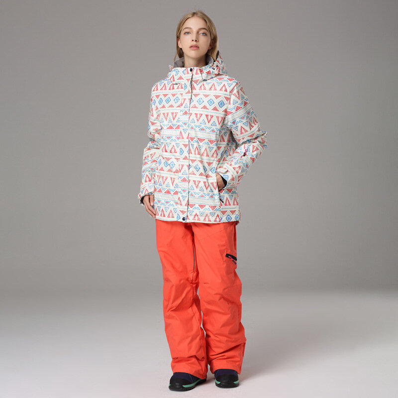 Komplet garniturów narciarska SEARIPE damska odzież termiczna wiatrówka wodoodporna zimowa ciepła kurtka płaszcze snowboardowe spodnie sprzęt zewnętrzny