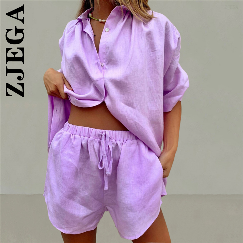 Zjega – ensemble 2 pièces pour femmes, pantalon court, ample, fête, rétro, Slim, taille haute, sweat-shirt pour femmes, printemps été