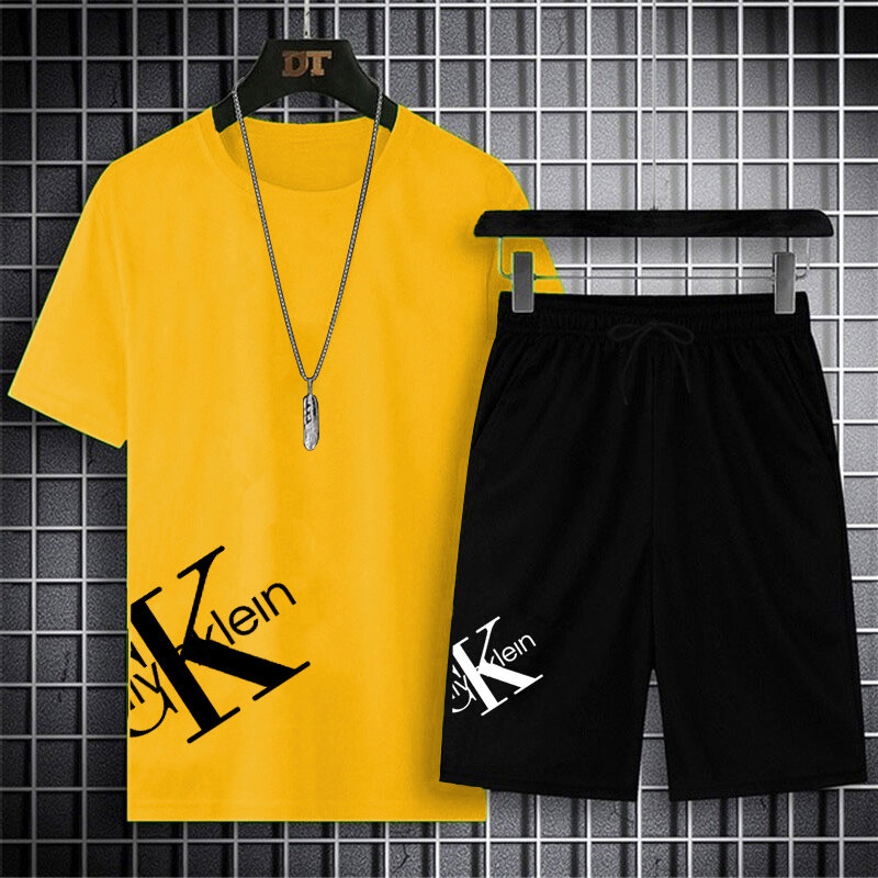 Men's Summer T-shirt Fashion Comfortable Shorts Set Printed Top Fitness Sports Clothes Large Size T-shirt 2023
