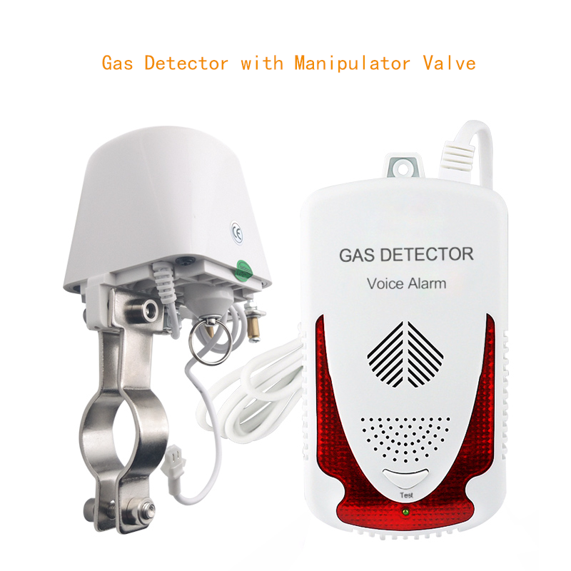 Detector de vazamento de gás, sistema de alarme de cozinha doméstica, gás de petróleo liquefeito e sensor de vazamento de metano de gás natural, com válvula manipuladora DN15