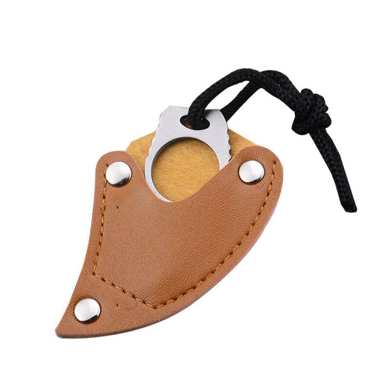 Mini Knife with Leather Sheath Handmade Combat Claw Karambit Ring Outdoor Camping Handy Multiuse Knife Outdoor Survival Tool