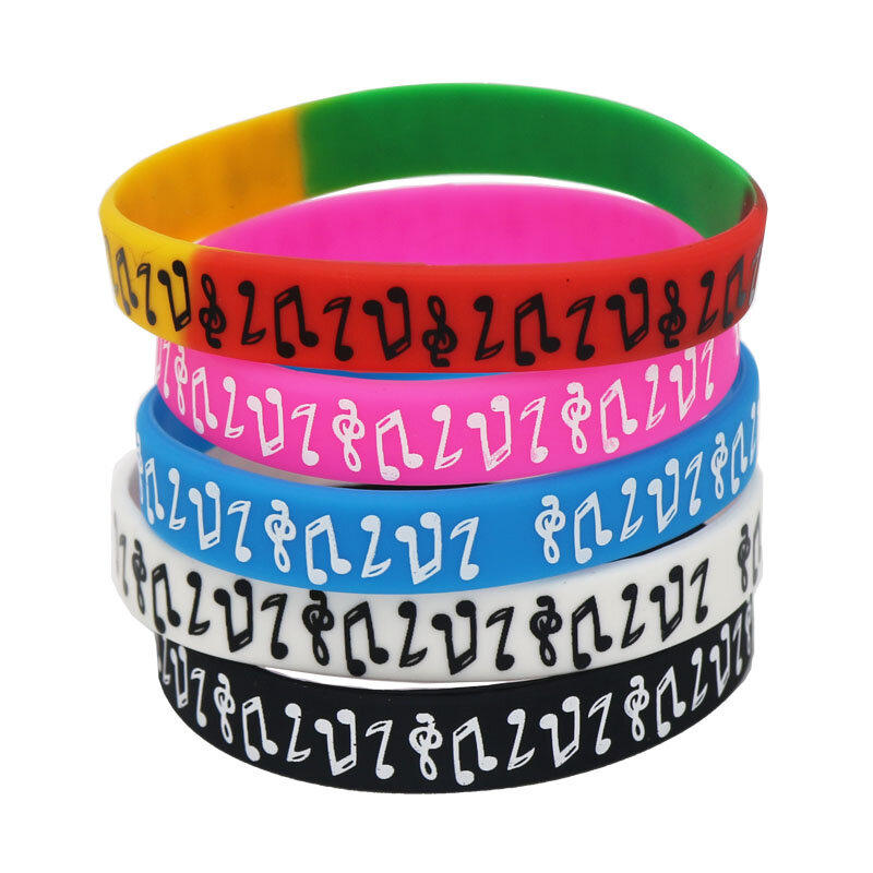 1PC New Design Ink Filled Logo Music Note Silicone Wristband for Music Fans Black Silicone Bracelets &Bangles Gift SH130