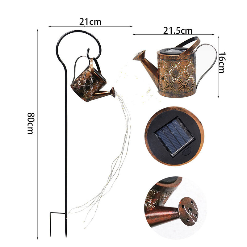 Gardening Watering Can Lantern Solar Led Light Outdoor Christmas Lights for 2022 Courtyard Hanging Sprinkles Lawn Stake Lamps