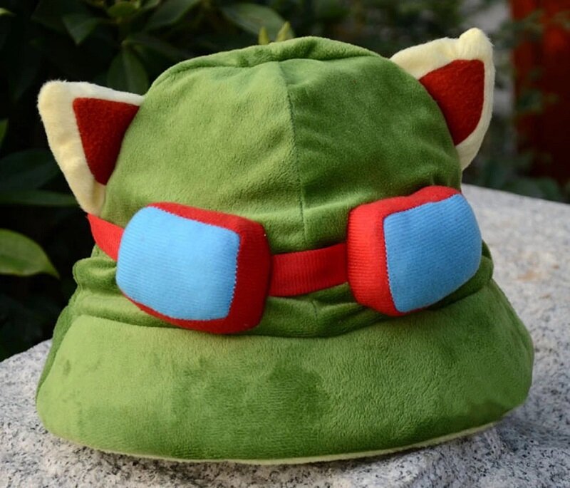 Jogo lol cosplay swift scout teemo chapéu de alta qualidade pelúcia bonito boné verde acessórios adereços presente para crianças dropshipping