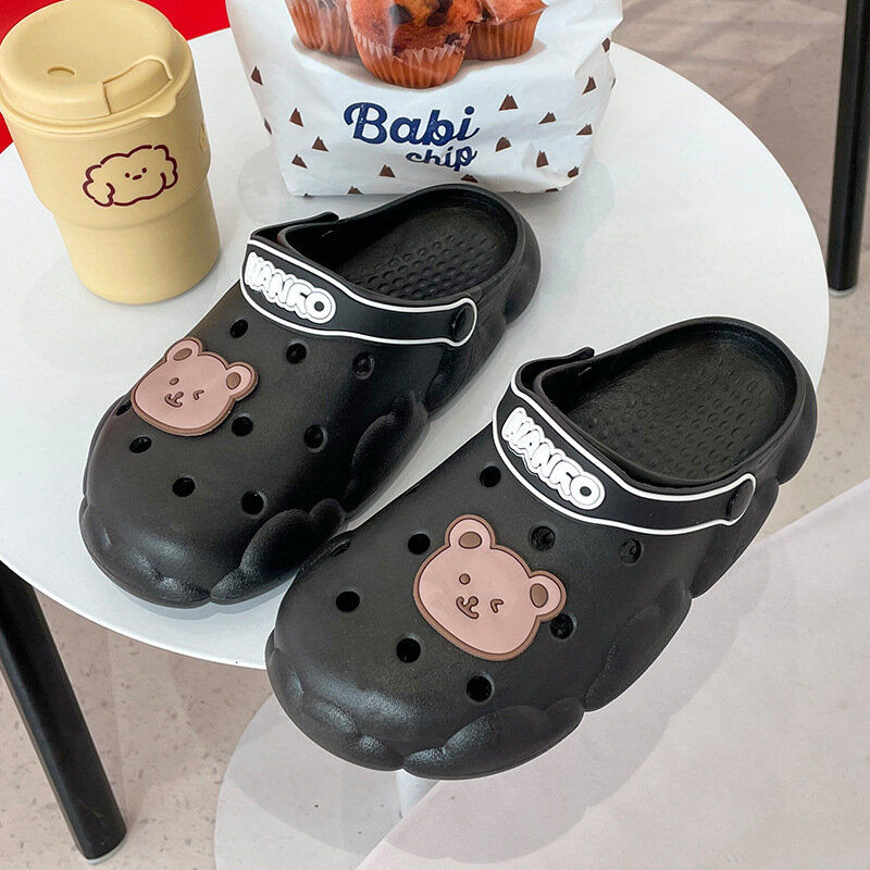 Zapatillas de verano para mujer, sandalias con agujeros de oso, antideslizantes, para exterior, zapatos planos para Padres