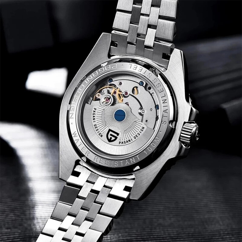 باجاني تصميم V4 بتوقيت جرينتش الرجال الفاخرة التلقائي ساعة اليد الميكانيكية الياقوت الزجاج 40 مللي متر الفولاذ المقاوم للصدأ مقاوم للماء