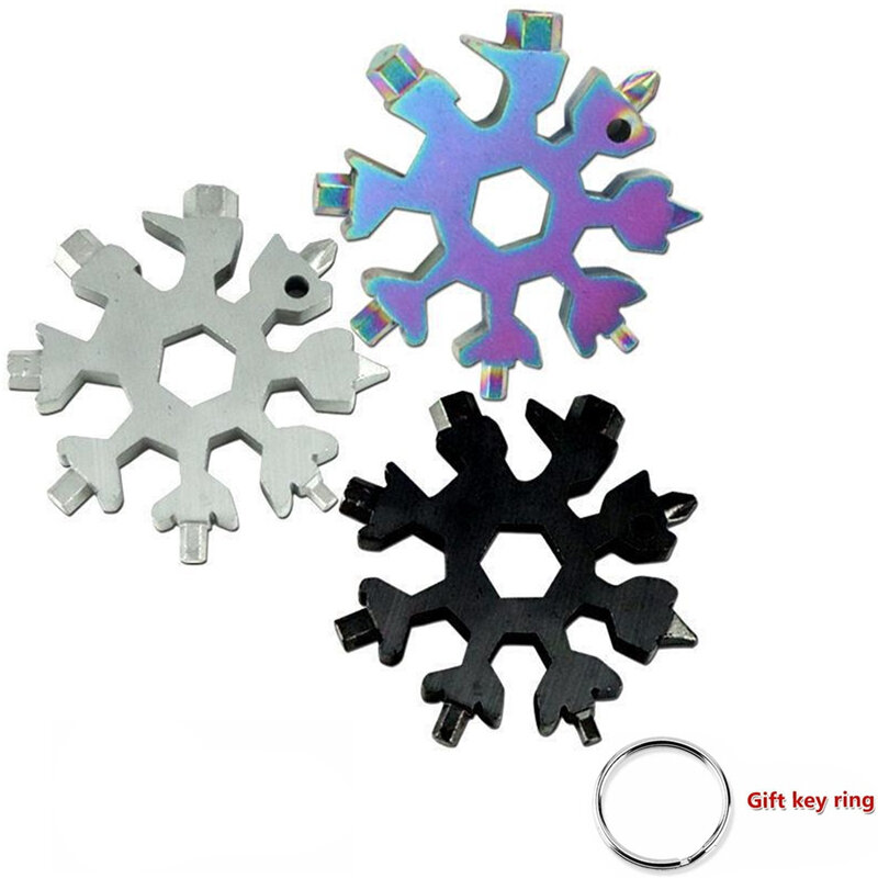 18-in-1 Stainless Steel Snowflakes Multi-tool Herramienta 18 En 1 Multifunctional Tool Copo De Nieve Llave Multiusos