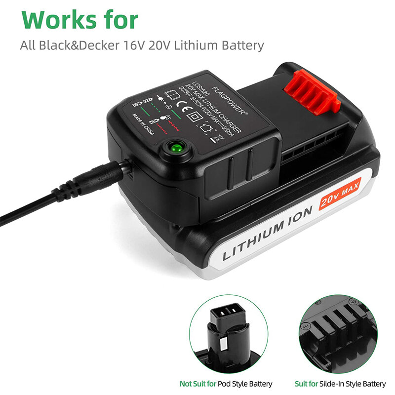 Para black & decker li-ion carregador de bateria 10.8v 14.4v 20v serise lbxr20 lb20 lbx20 lbx4020 broca elétrica chave de fenda ferramenta bateria