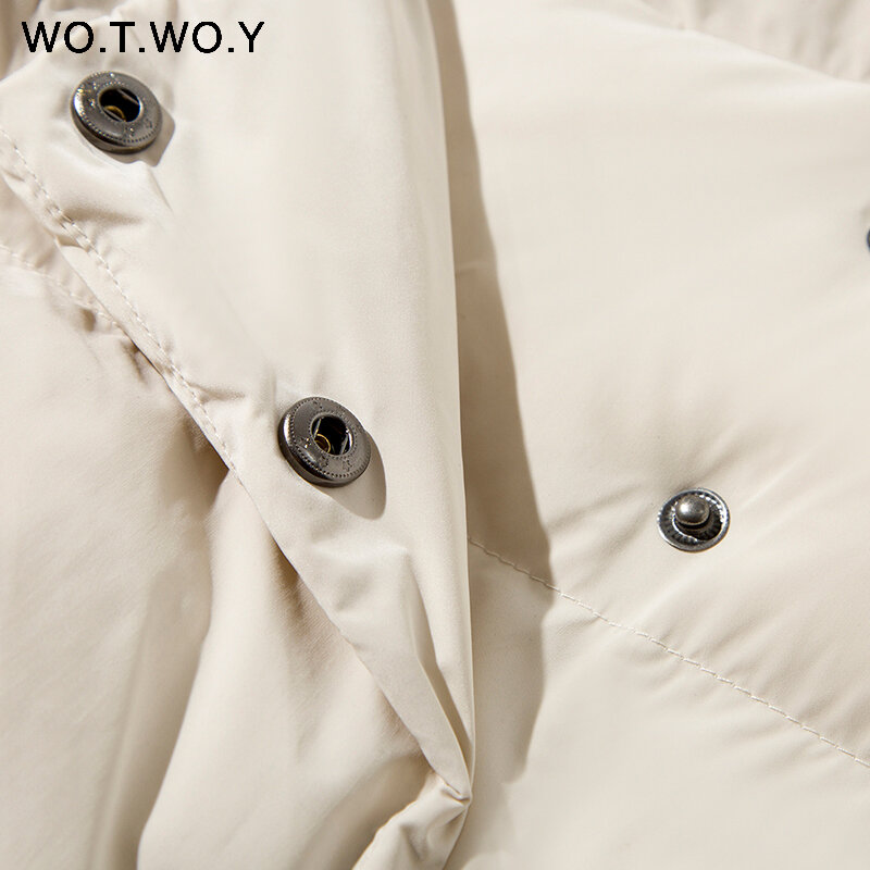 WOTWOY – veste courte surdimensionnée pour femme, coupe-vent, parka rembourrée en coton, solide, décontractée, épaisse, vêtements d'extérieur, hiver