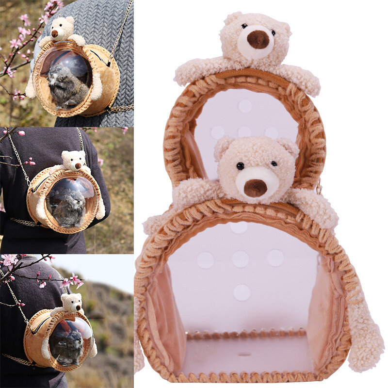 Cute Small Pet Carrier Hamster Guinea Pig Rabbit Bird Traveling Bag Small Animal Carrying Cage for Outside