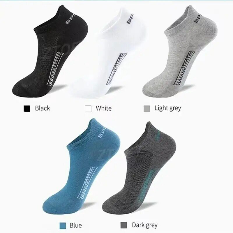 Lot de 5 paires de chaussettes de sport pour hommes, maille respirante, couleur unie, Tube bas, décontracté, fin, été, automne, Socks38-44