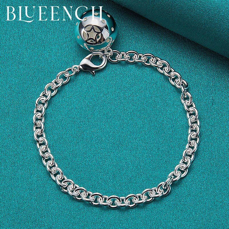Blueench 925 prata esterlina bola recorte pingente pulseira para mulher festa noite casamento moda jóias